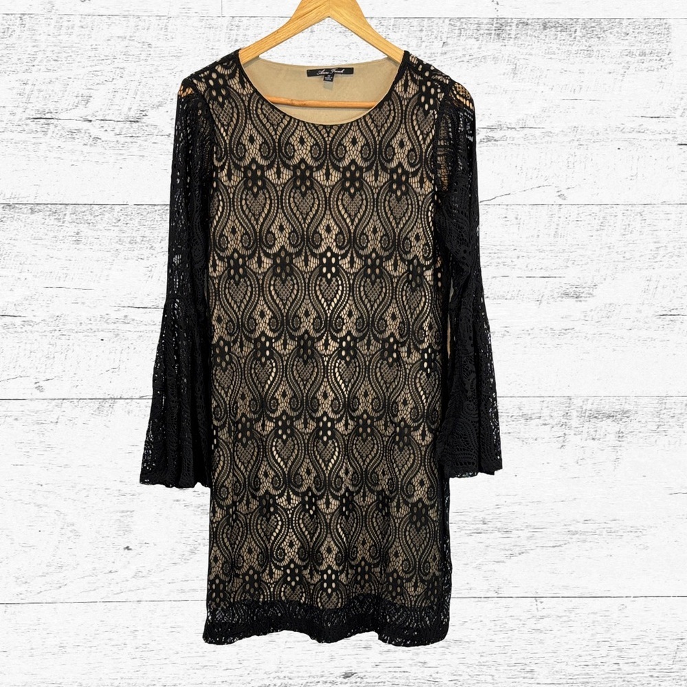 Anne French Chic Black Lace Long Sleeve Dress
